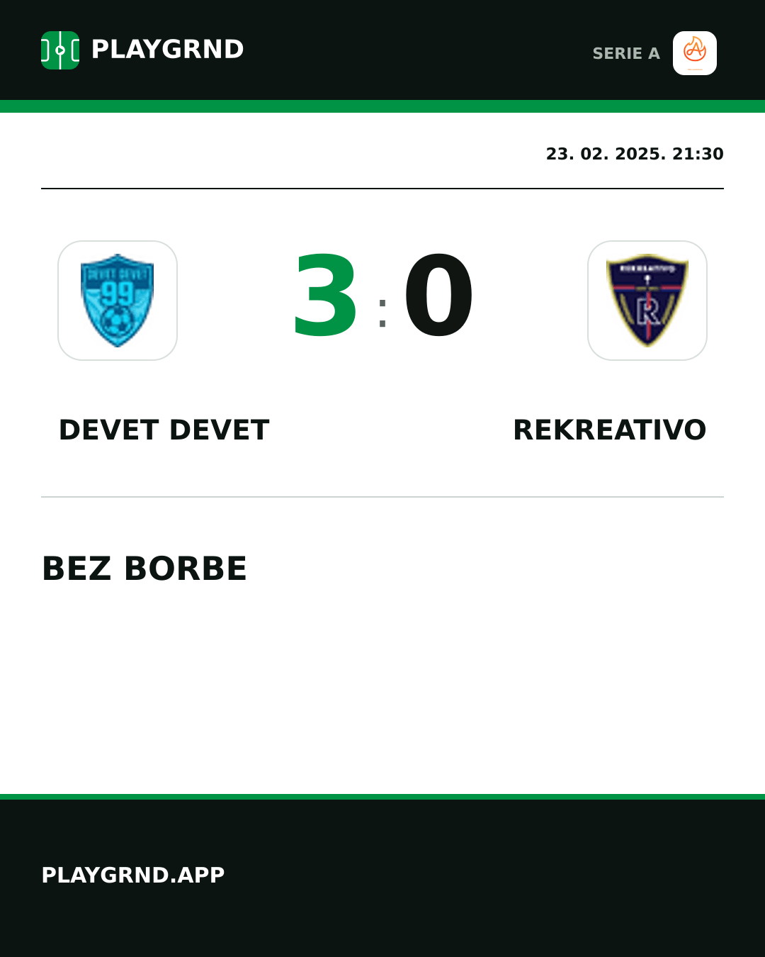 Instagram slika: Devet Devet 3:0 Rekreativo