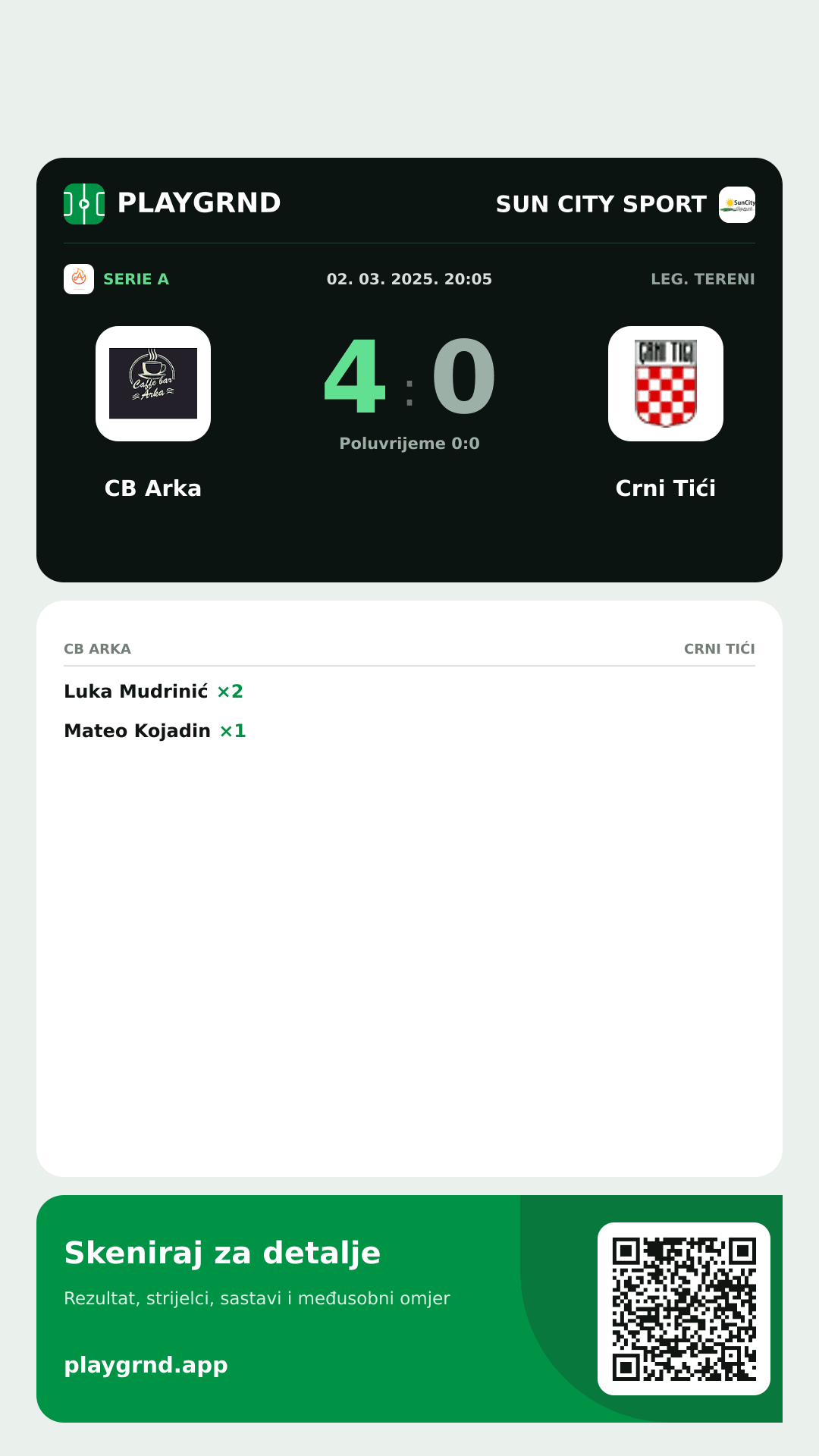 Story slika: CB Arka 4:0 Crni Tići
