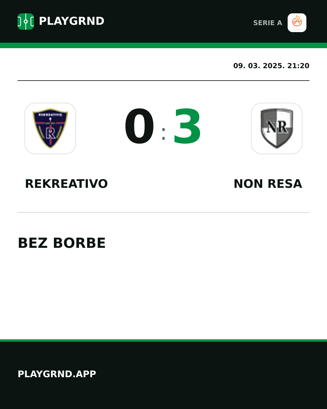 Instagram slika: Rekreativo 0:3 Non Resa