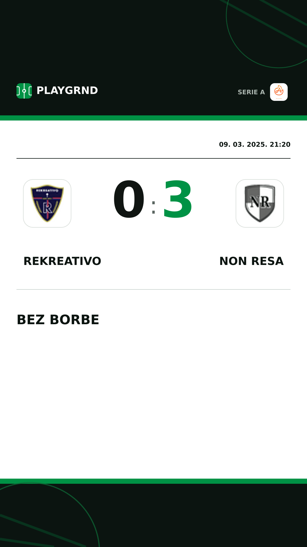 Instagram slika: Rekreativo 0:3 Non Resa