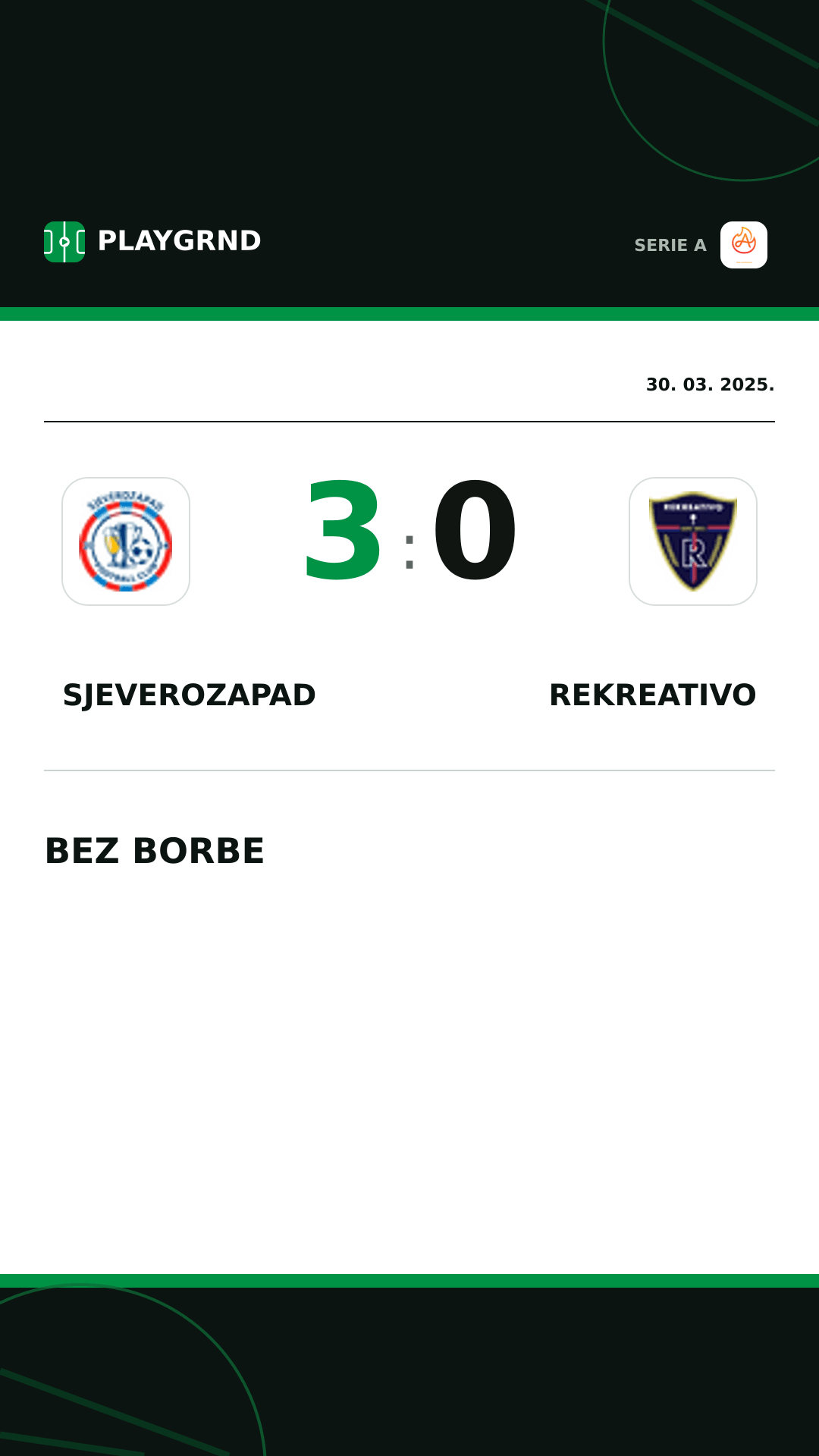 Instagram slika: Sjeverozapad 3:0 Rekreativo