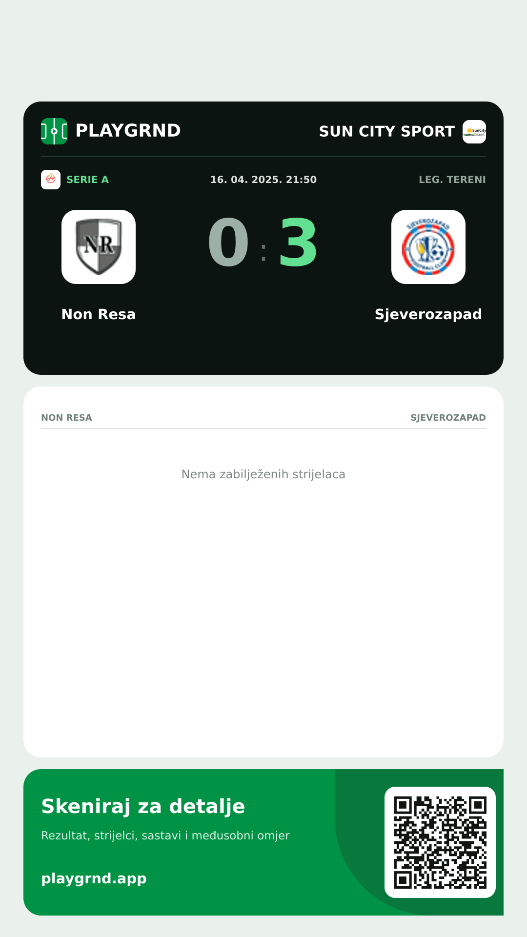 Story slika: Non Resa 0:3 Sjeverozapad