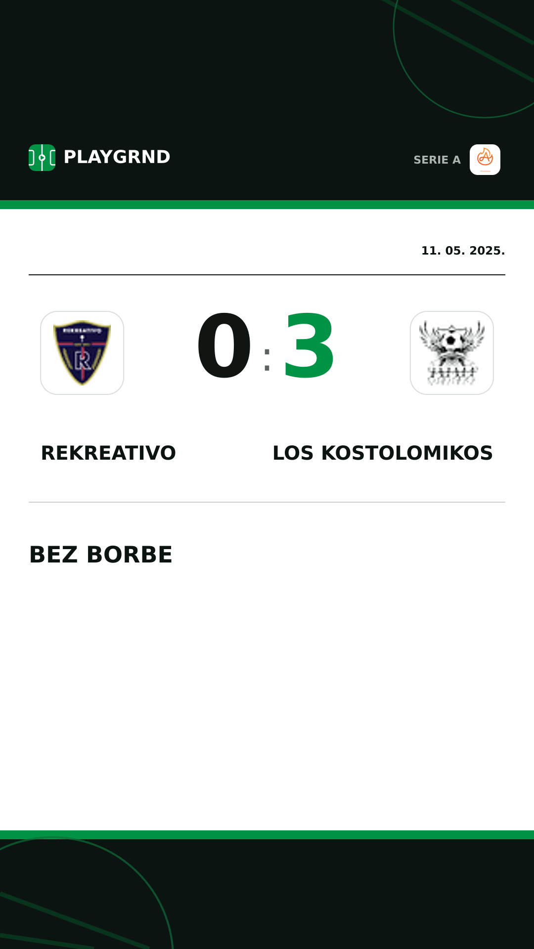 Instagram slika: Rekreativo 0:3 Los Kostolomikos