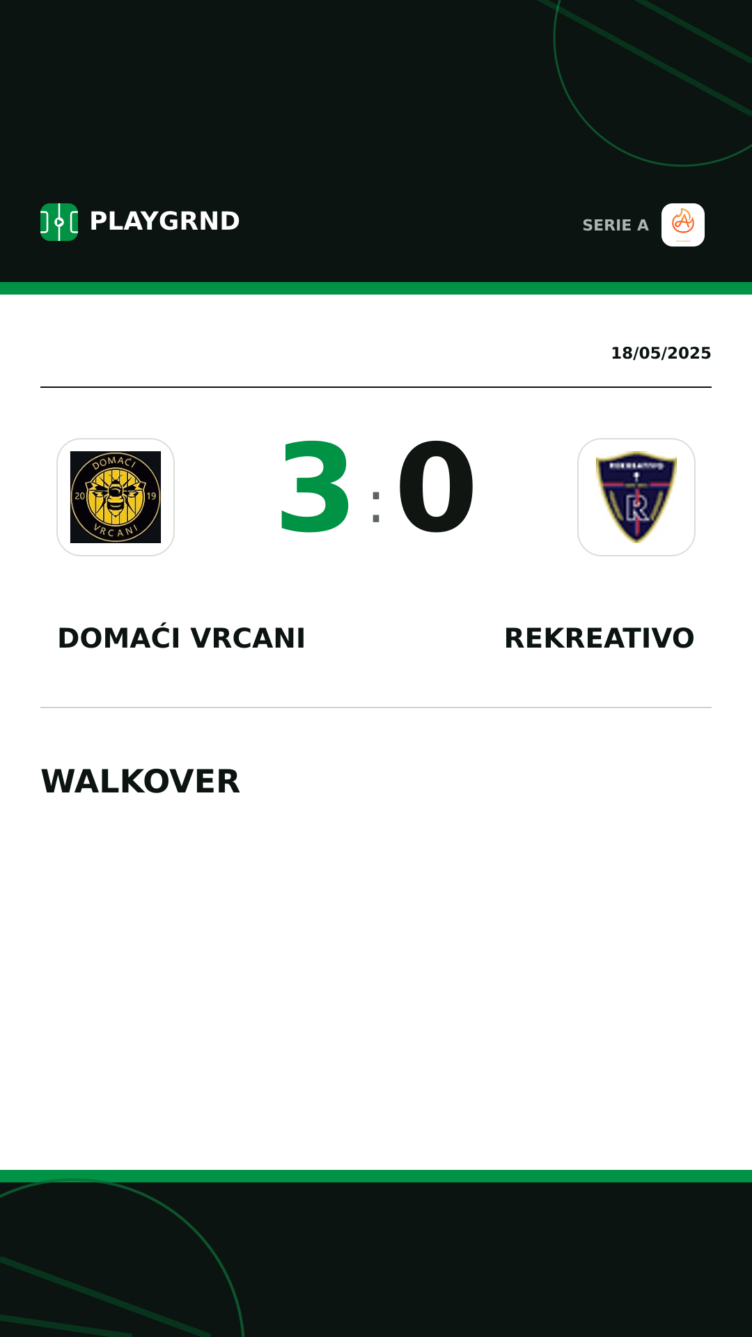 Instagram artwork: Domaći Vrcani 3:0 Rekreativo