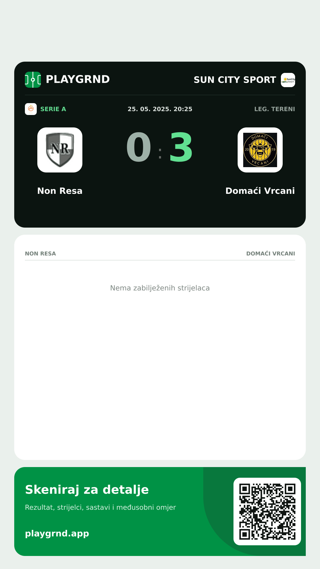 Story image: Non Resa 0:3 Domaći Vrcani