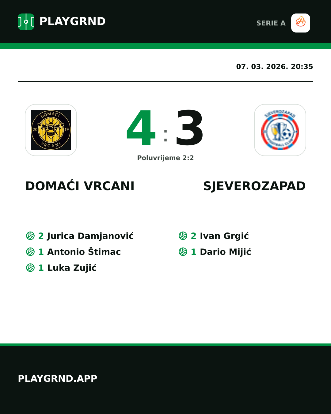 Instagram slika: Domaći Vrcani 4:3 Sjeverozapad