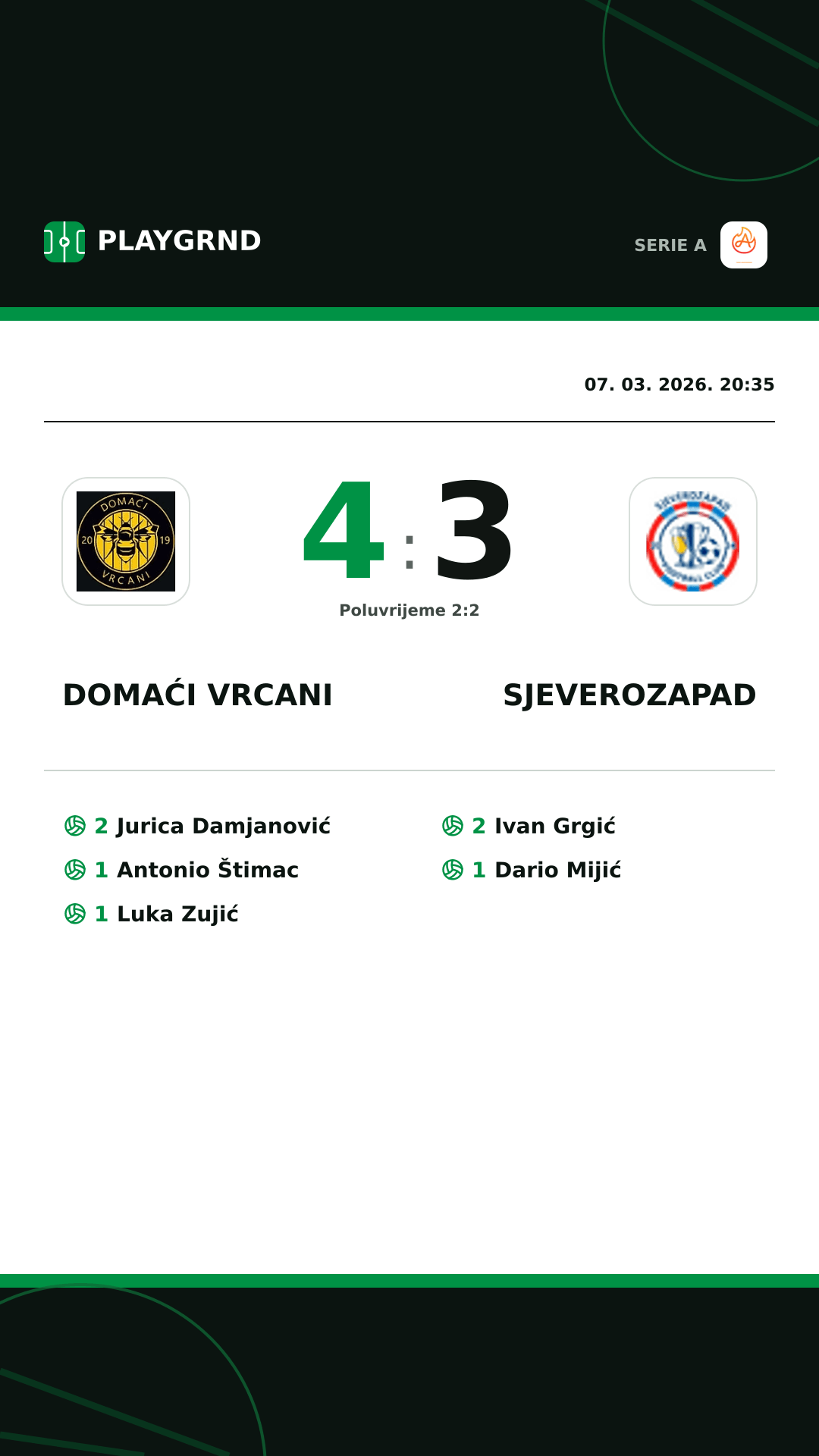 Instagram slika: Domaći Vrcani 4:3 Sjeverozapad