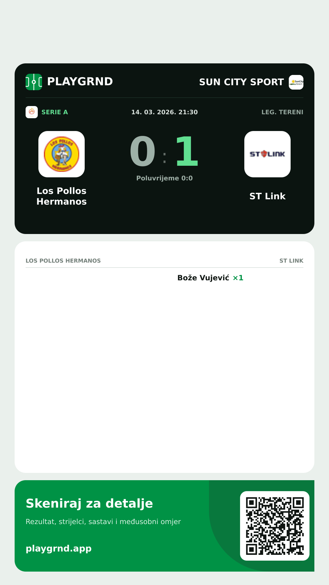 Story image: Los Pollos Hermanos 0:1 ST Link