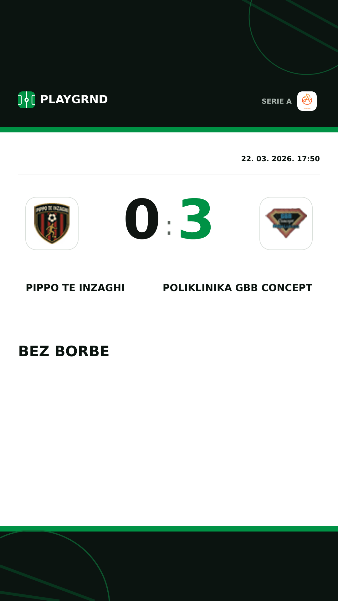 Instagram slika: Pippo TE Inzaghi 0:3 Poliklinika Gbb Concept