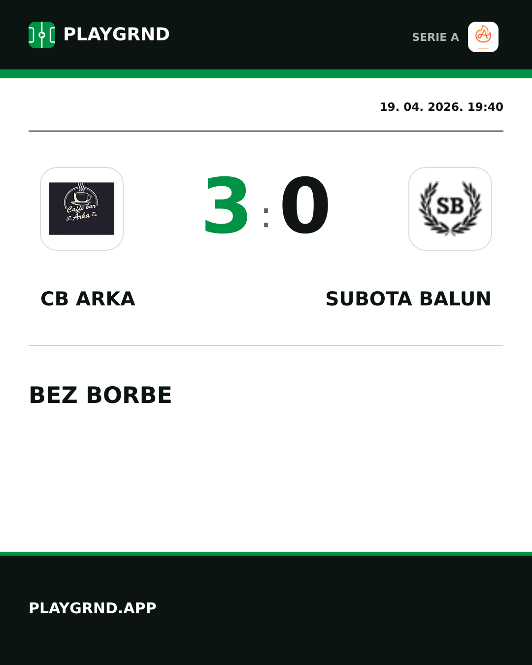 Instagram slika: CB Arka 3:0 Subota Balun