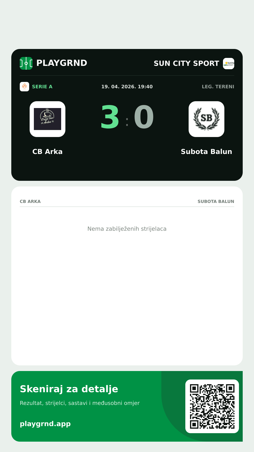 Story slika: CB Arka 3:0 Subota Balun