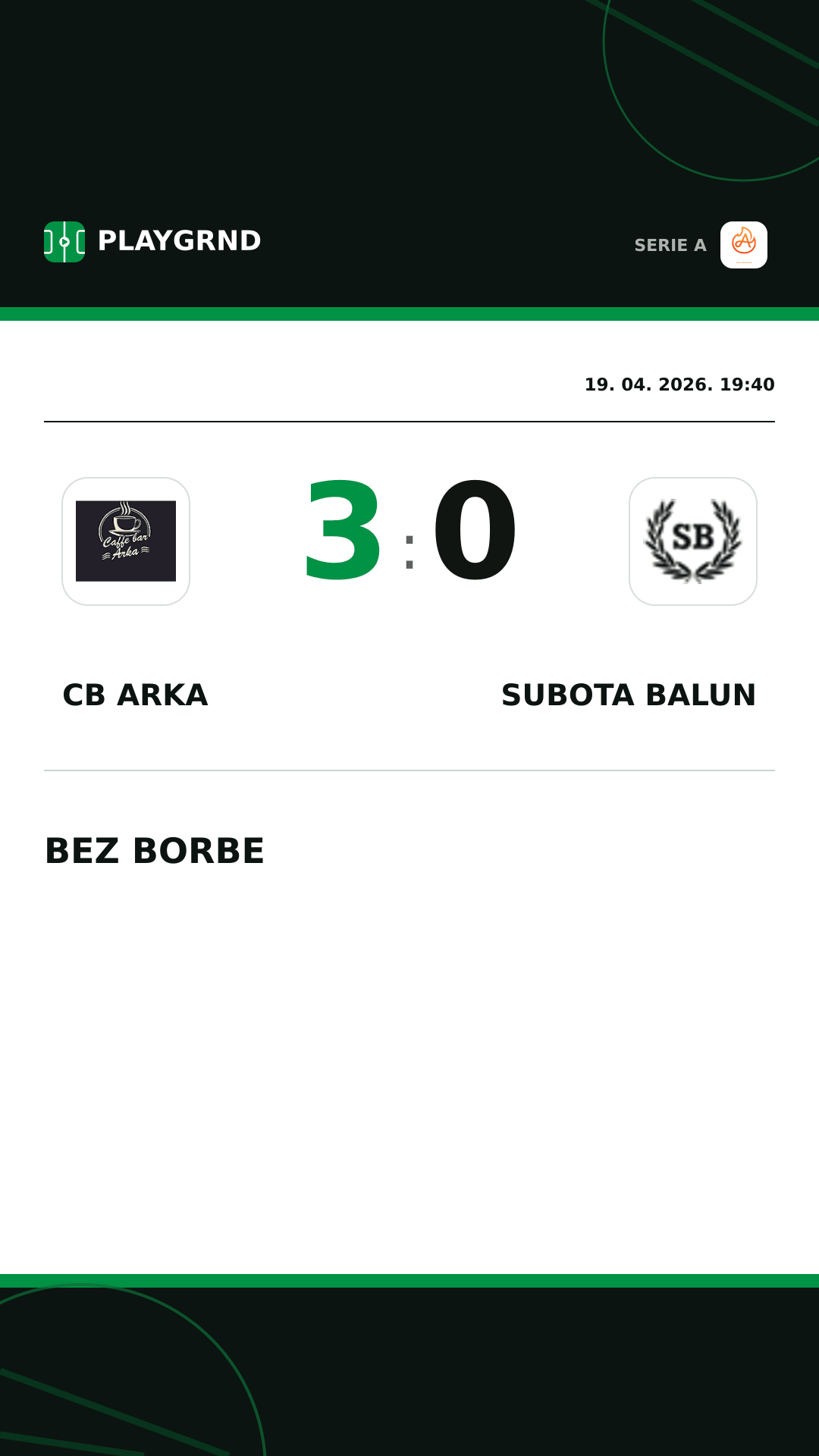 Instagram slika: CB Arka 3:0 Subota Balun