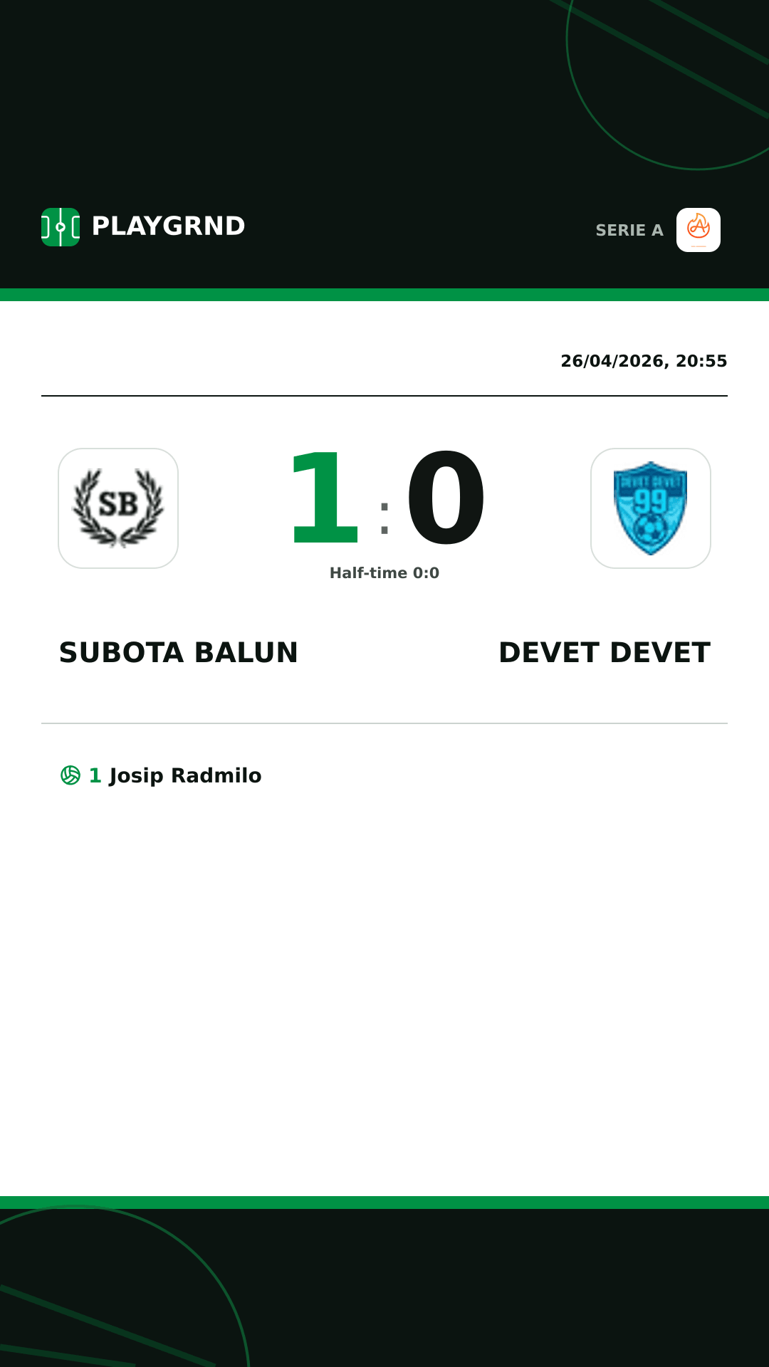 Instagram artwork: Subota Balun 1:0 Devet Devet