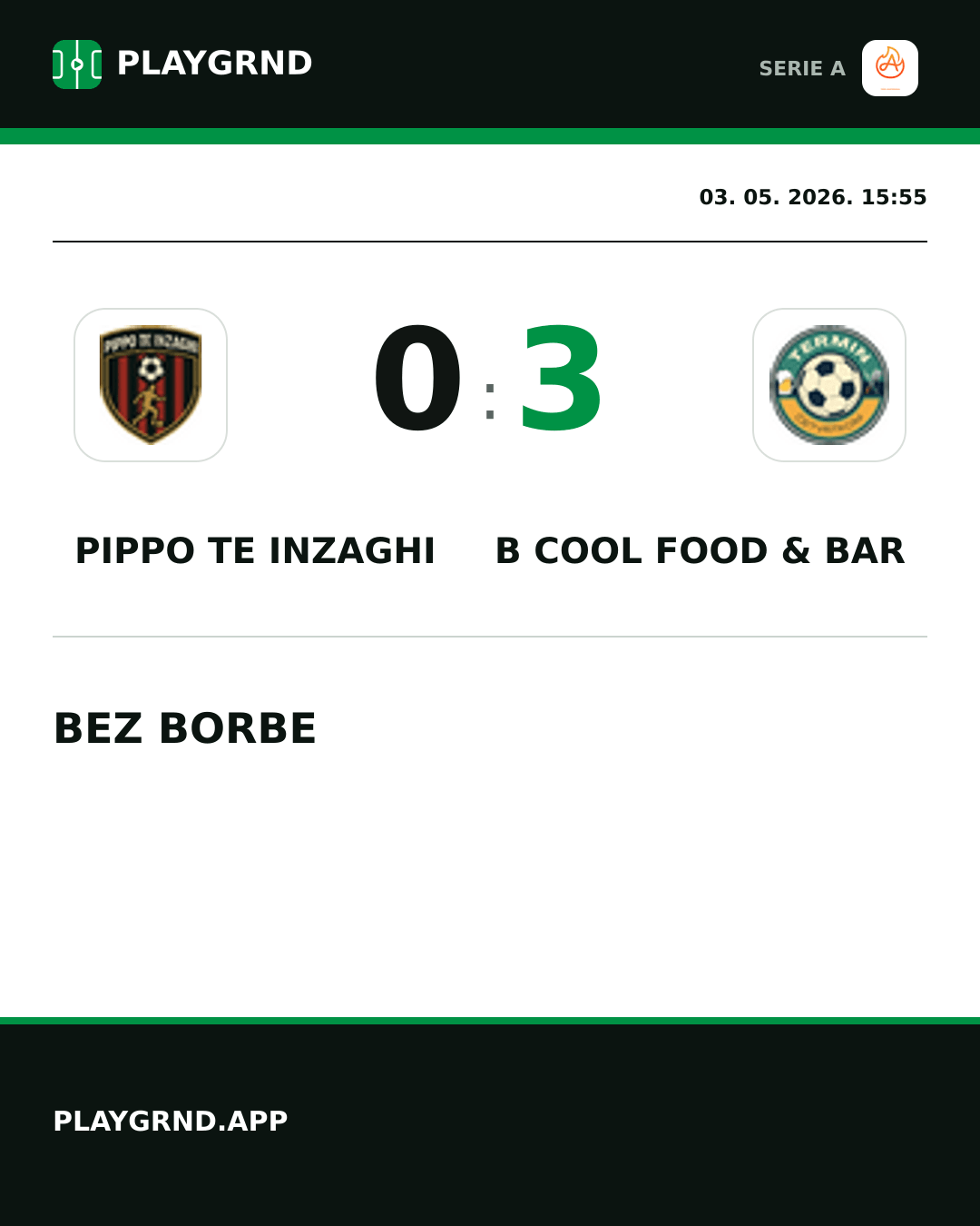 Instagram slika: Pippo TE Inzaghi 0:3 B Cool Food & Bar