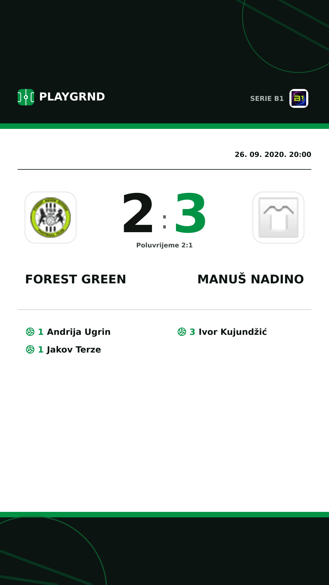Instagram slika: Forest Green 2:3 Manuš Nadino