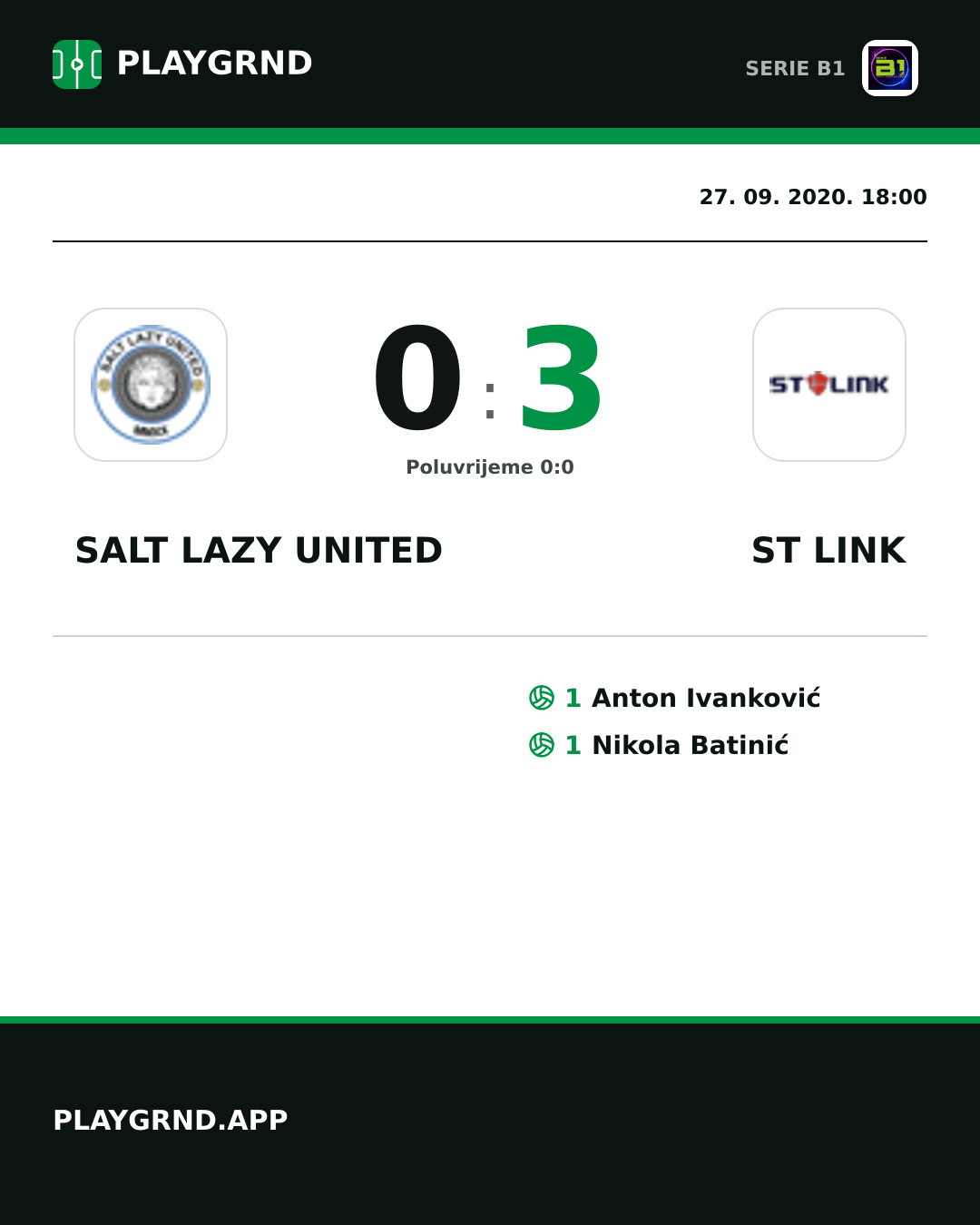 Instagram slika: Salt Lazy United 0:3 ST Link