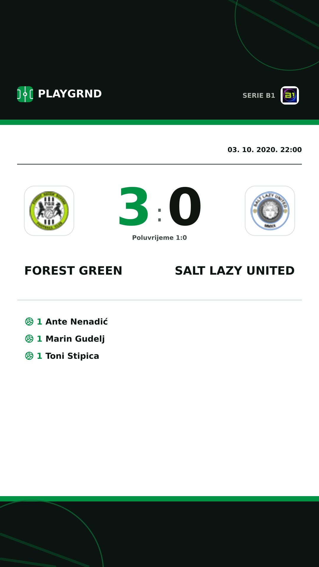 Instagram slika: Forest Green 3:0 Salt Lazy United