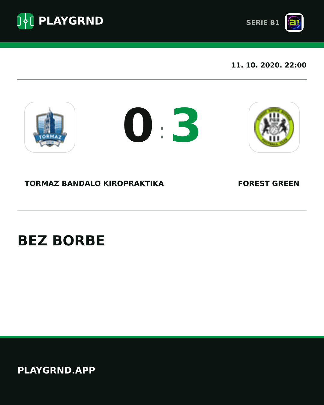Instagram slika: Tormaz Bandalo Kiropraktika 0:3 Forest Green