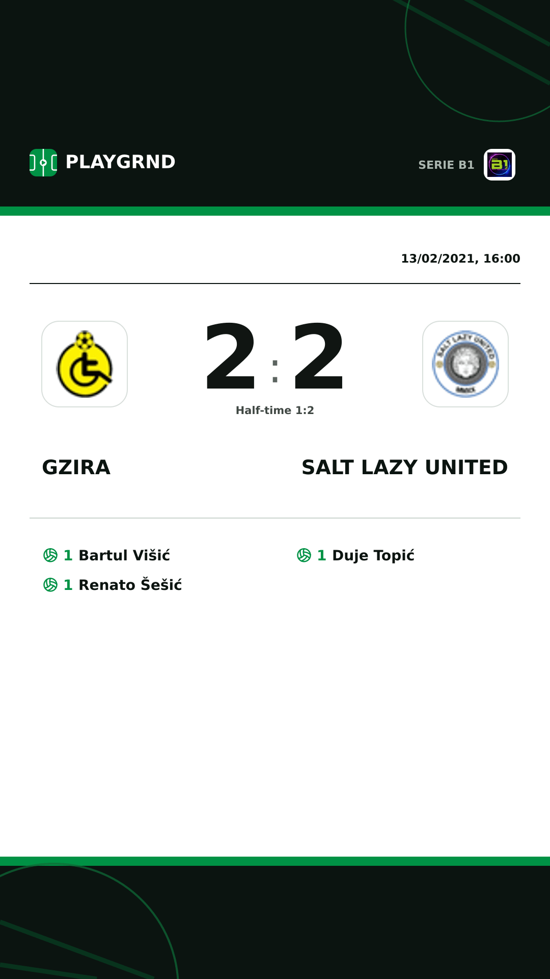 Instagram artwork: Gzira 2:2 Salt Lazy United