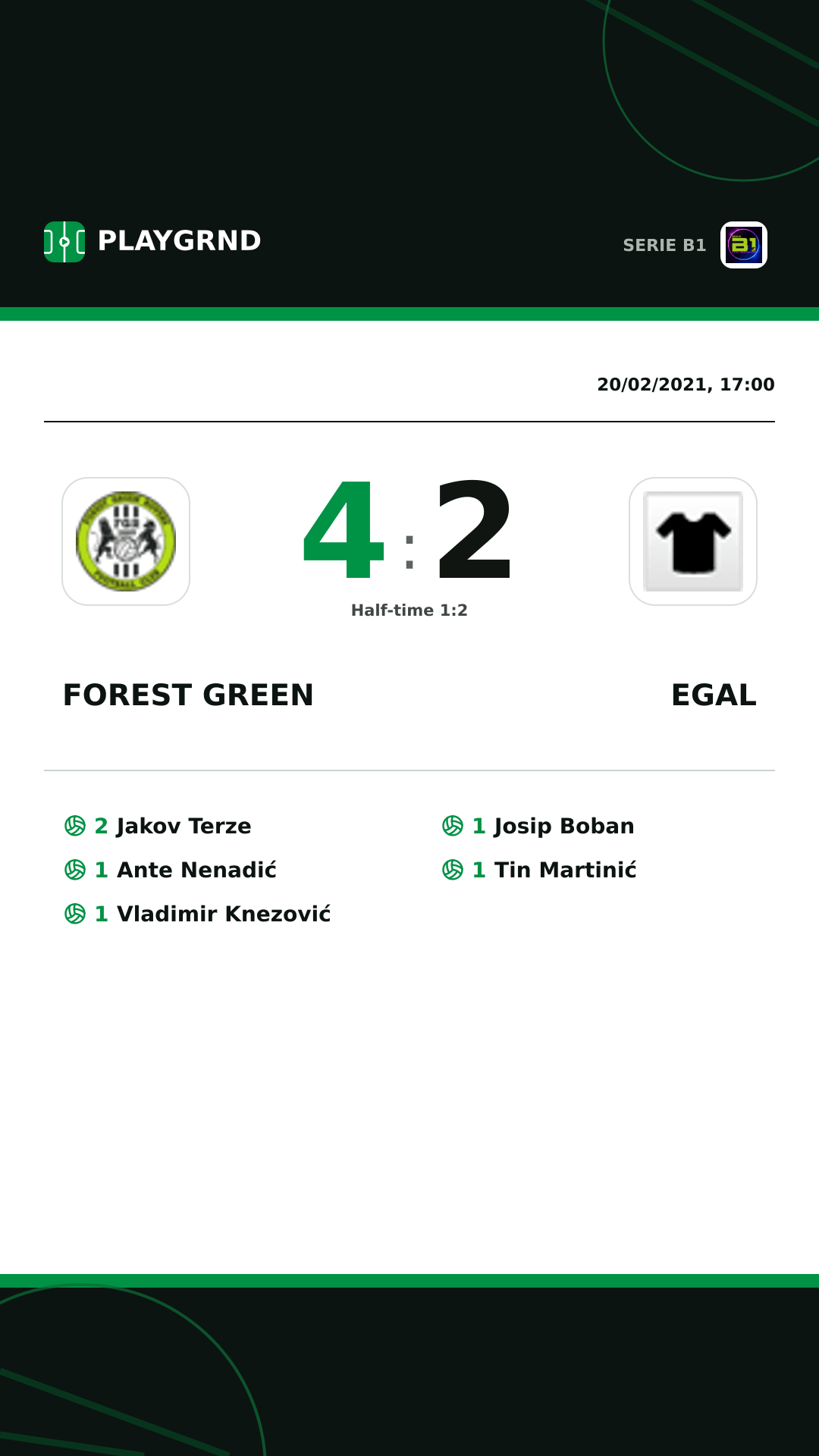 Instagram artwork: Forest Green 4:2 Egal