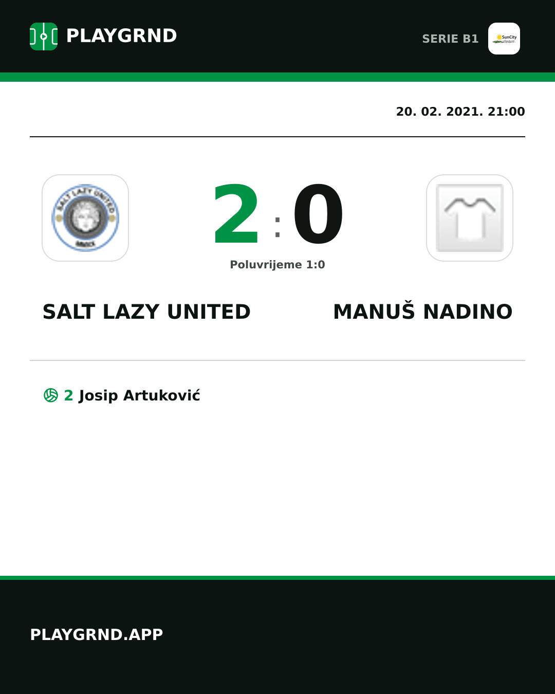 Instagram slika: Salt Lazy United 2:0 Manuš Nadino