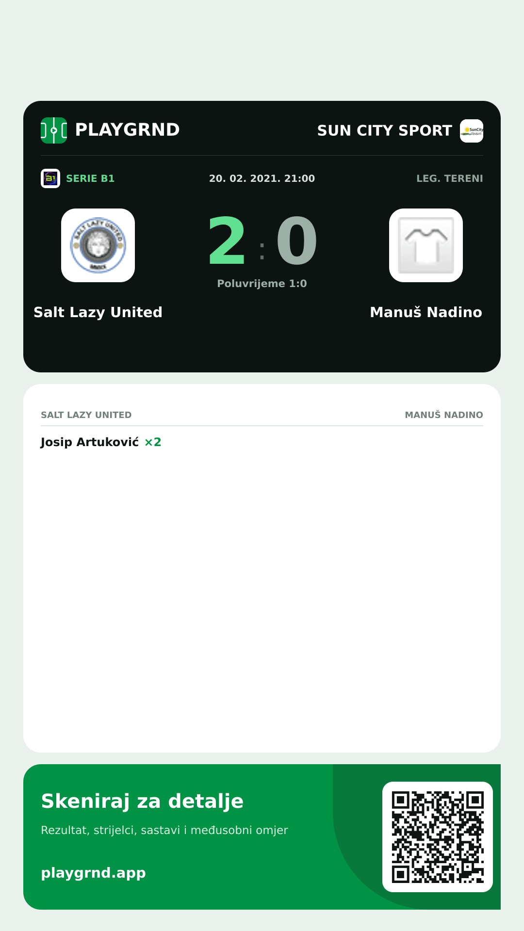 Story slika: Salt Lazy United 2:0 Manuš Nadino