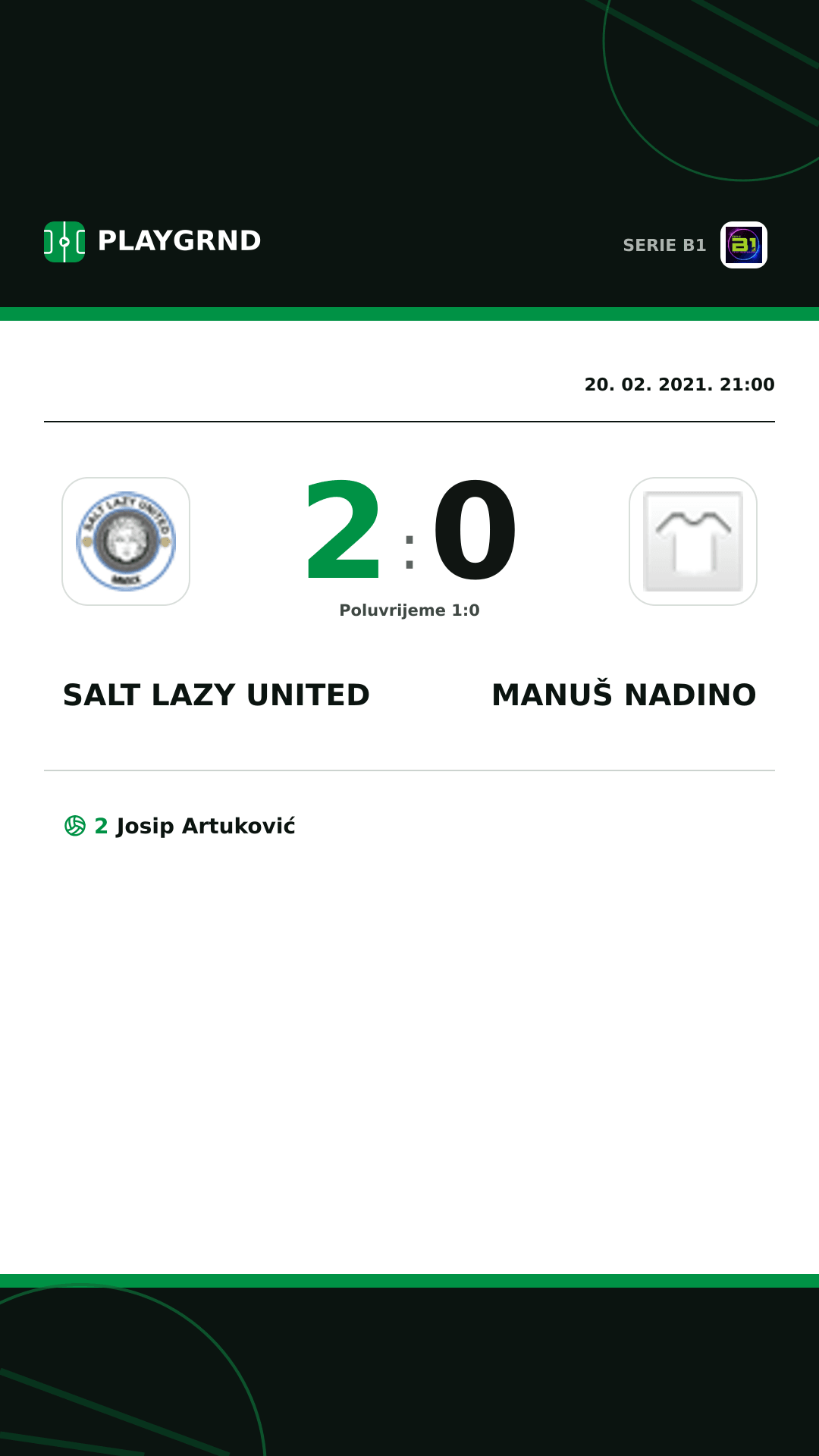 Instagram slika: Salt Lazy United 2:0 Manuš Nadino