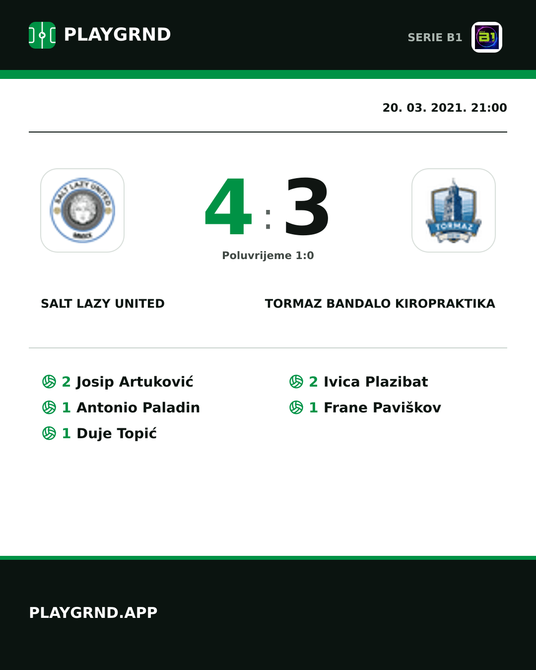 Instagram slika: Salt Lazy United 4:3 Tormaz Bandalo Kiropraktika