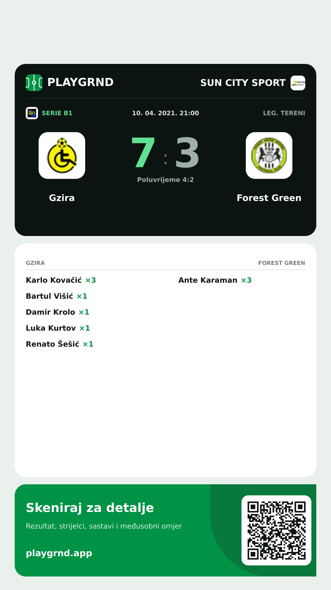 Story slika: Gzira 7:3 Forest Green