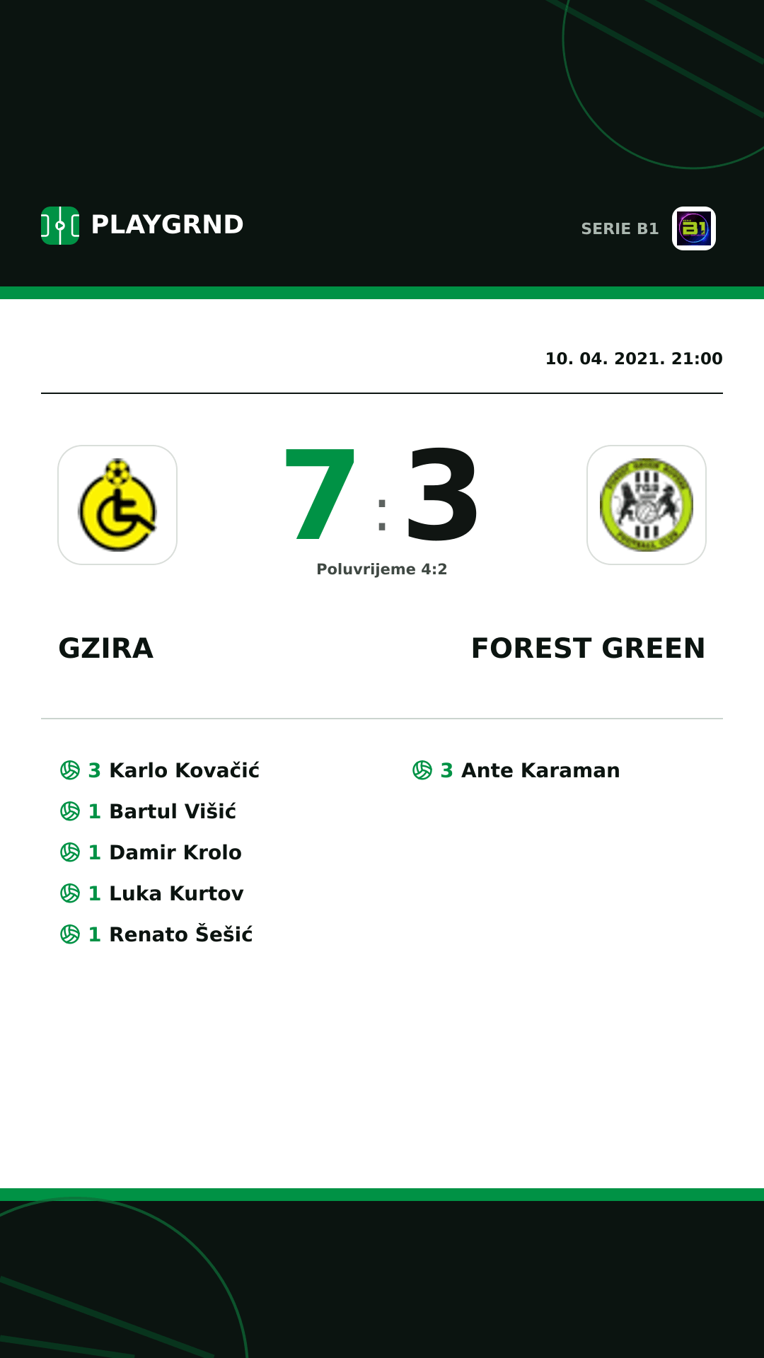 Instagram slika: Gzira 7:3 Forest Green