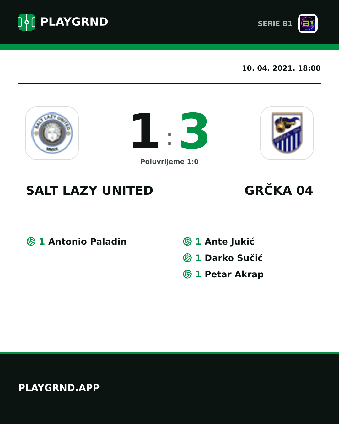 Instagram slika: Salt Lazy United 1:3 Grčka 04