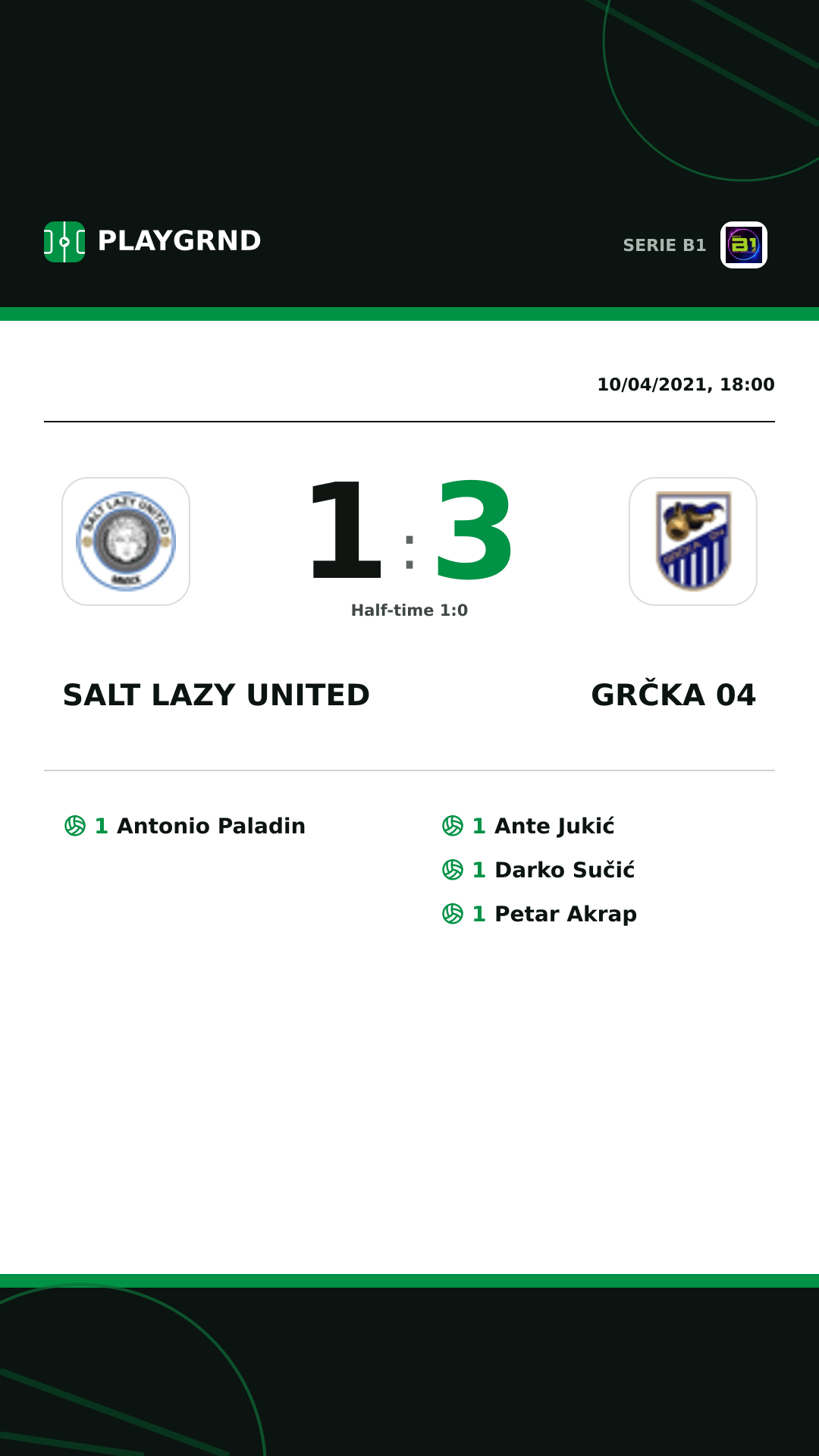 Instagram artwork: Salt Lazy United 1:3 Grčka 04