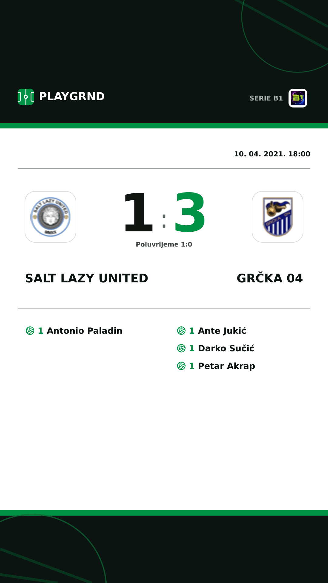 Instagram slika: Salt Lazy United 1:3 Grčka 04