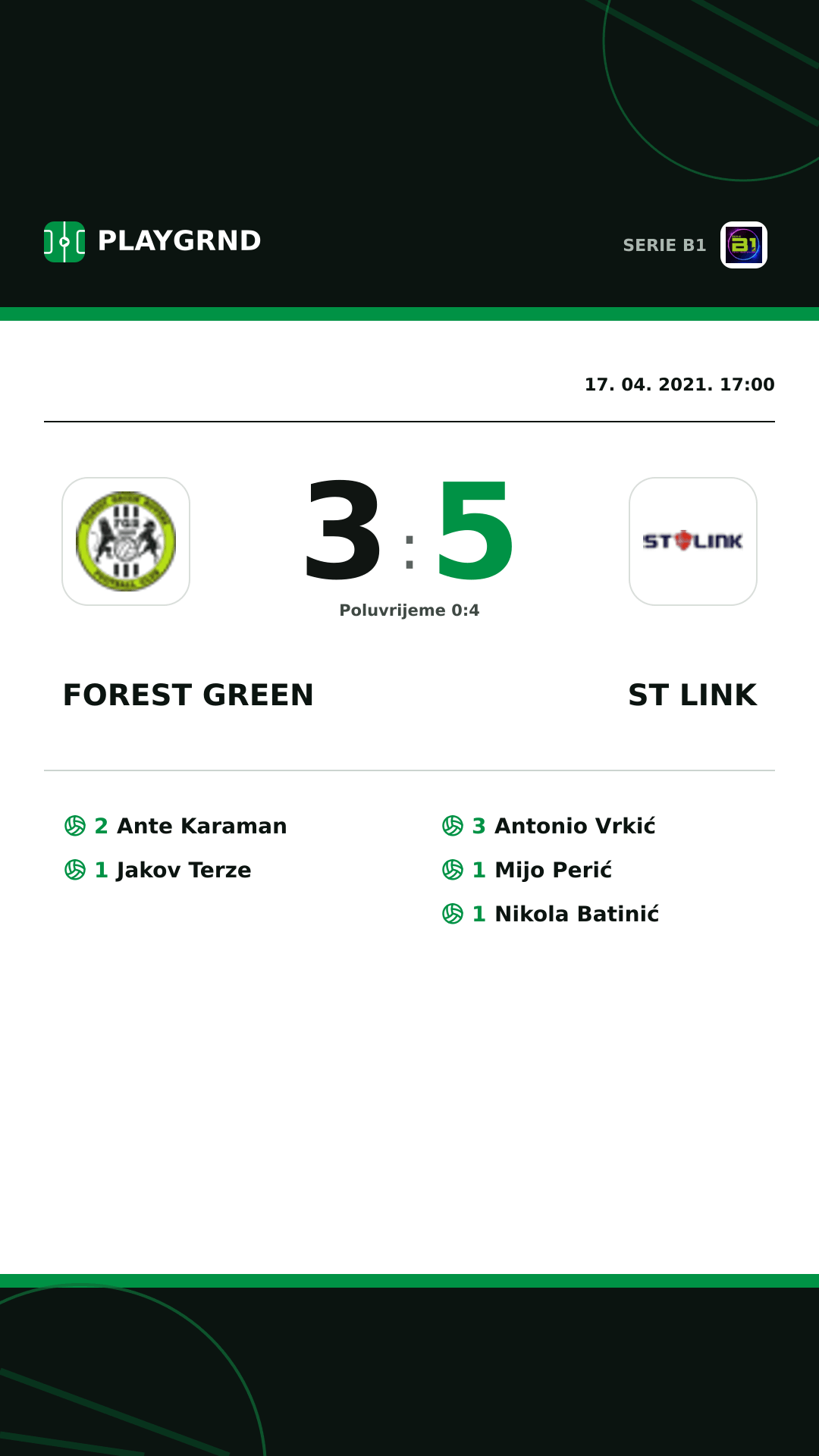 Instagram slika: Forest Green 3:5 ST Link