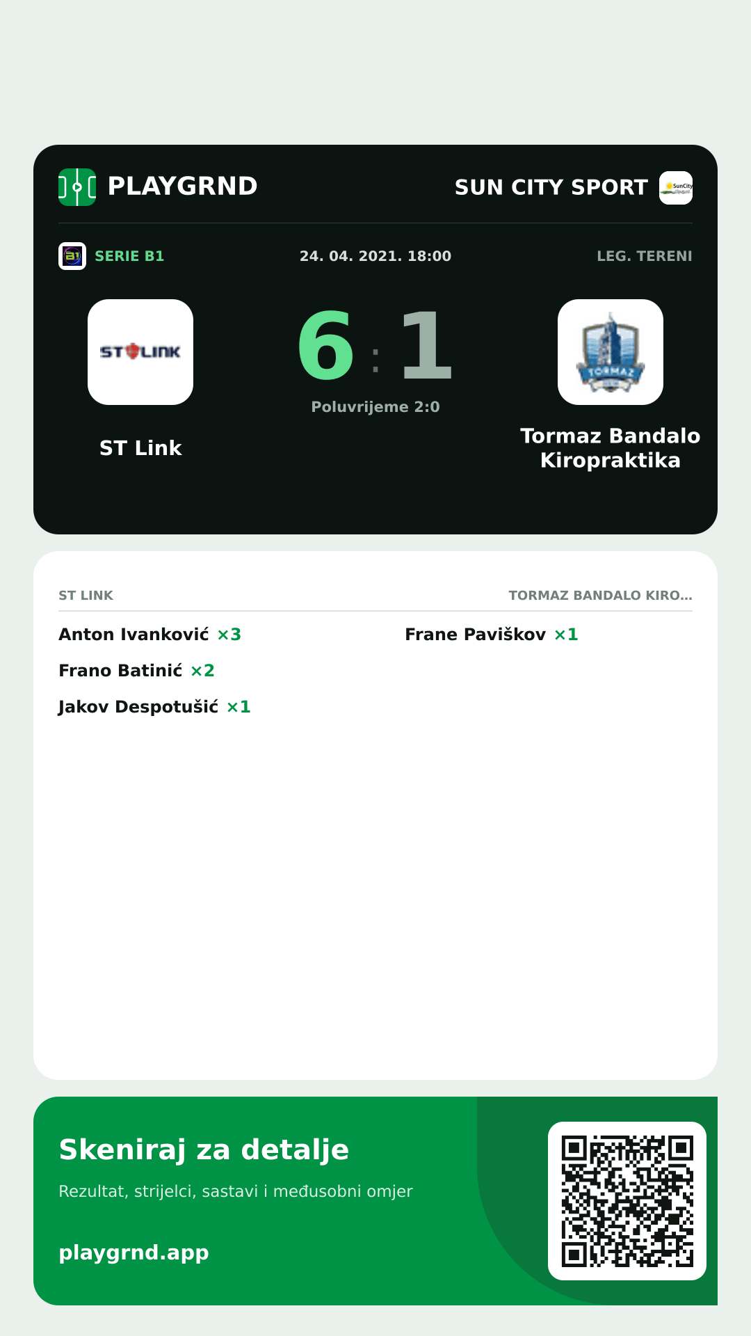 Story image: ST Link 6:1 Tormaz Bandalo Kiropraktika