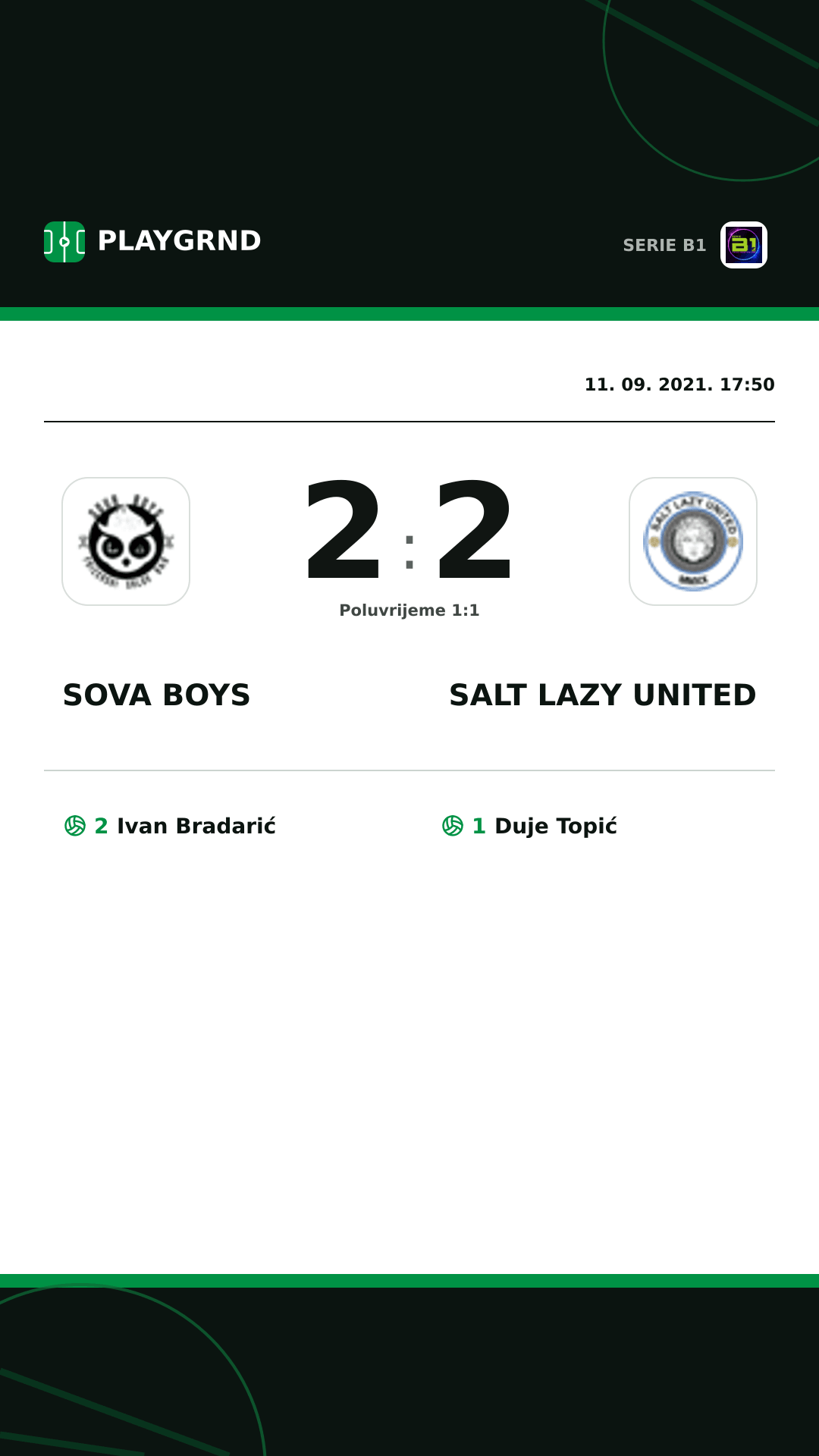 Instagram slika: Sova Boys 2:2 Salt Lazy United