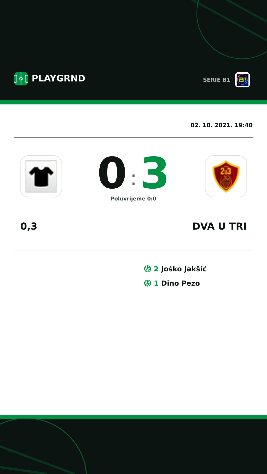 Instagram slika: 0,3 0:3 Dva U Tri