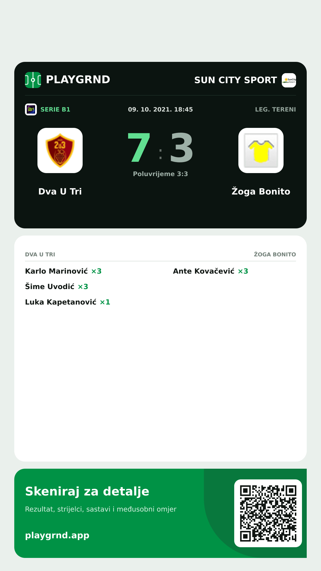 Story image: Dva U Tri 7:3 Žoga Bonito