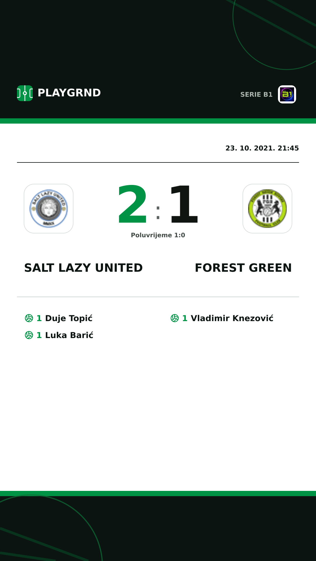 Instagram slika: Salt Lazy United 2:1 Forest Green