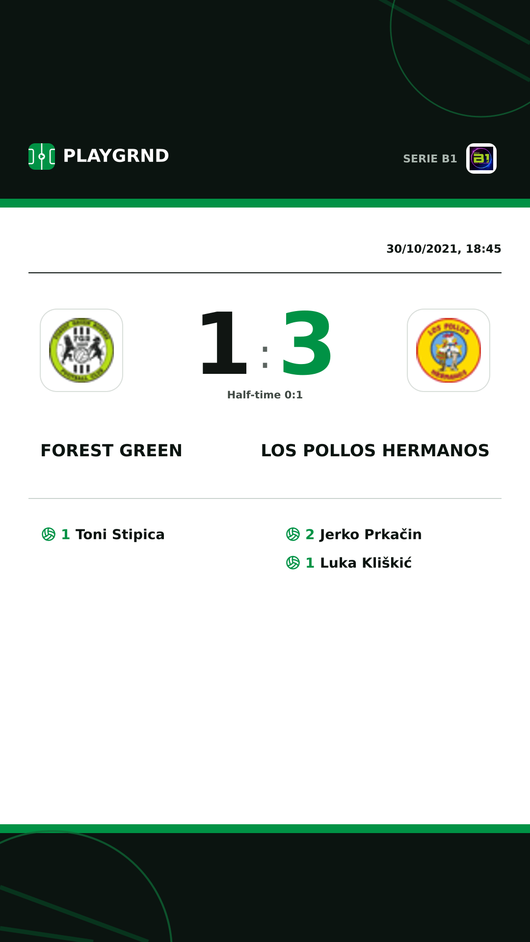 Instagram artwork: Forest Green 1:3 Los Pollos Hermanos