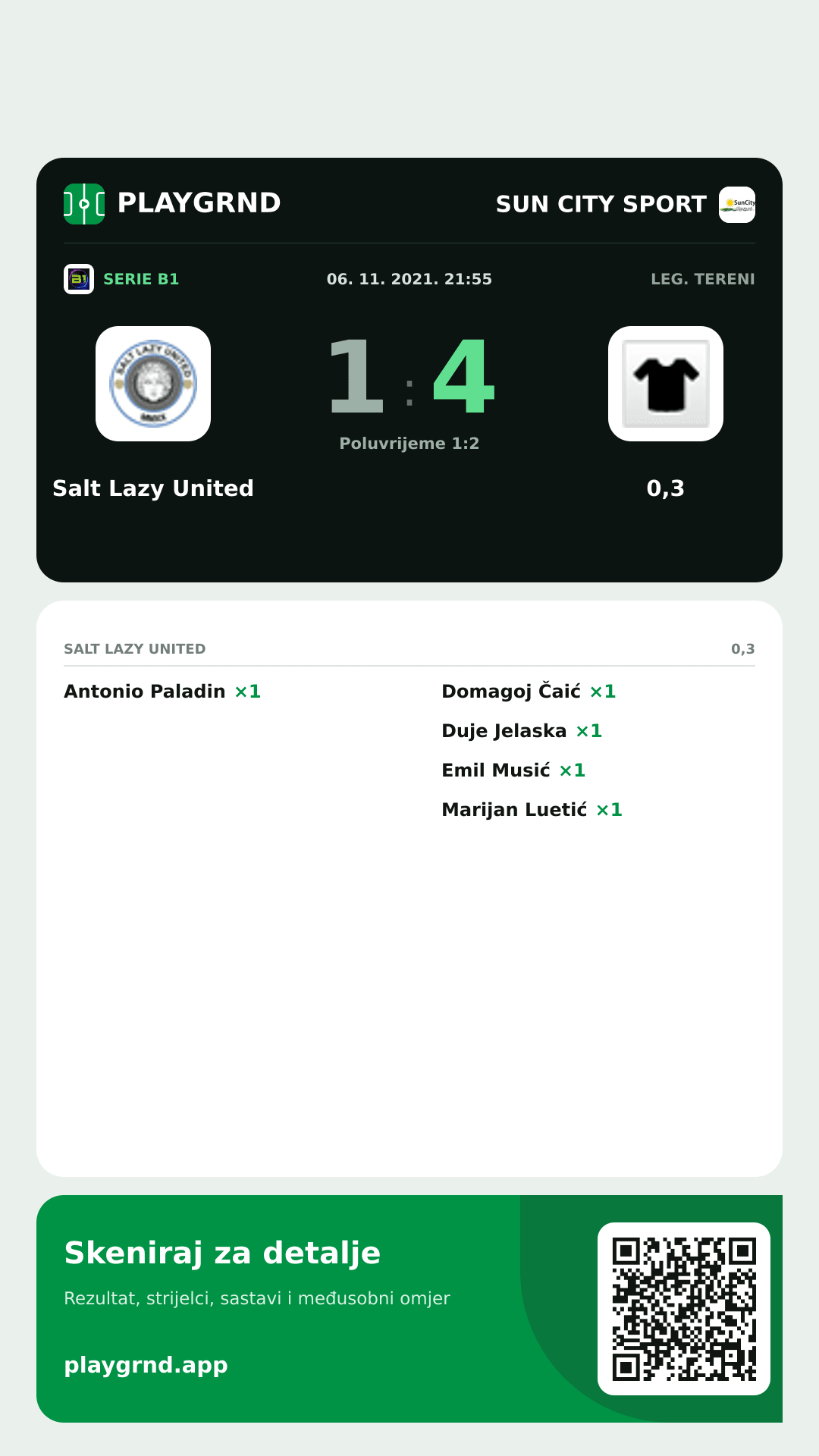 Story slika: Salt Lazy United 1:4 0,3