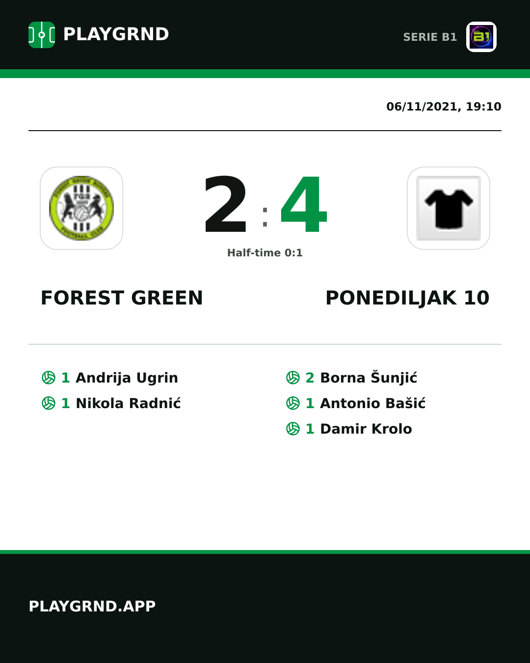 Instagram artwork: Forest Green 2:4 Ponediljak 10