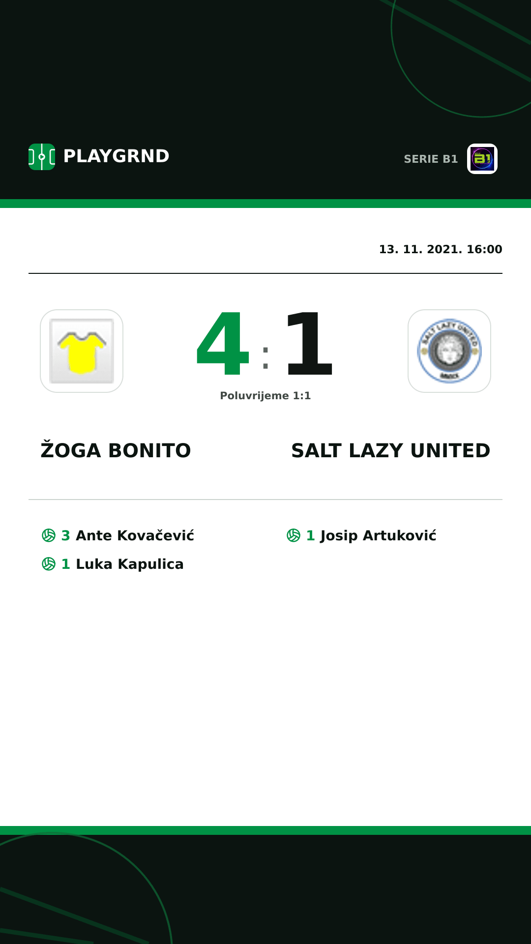 Instagram slika: Žoga Bonito 4:1 Salt Lazy United