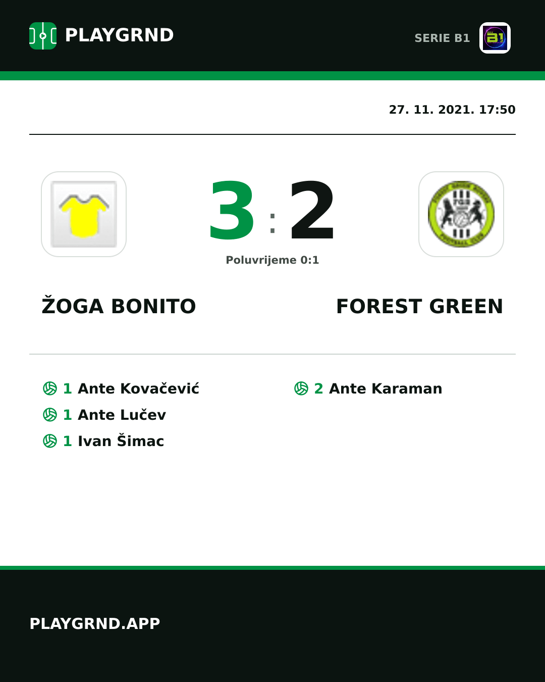 Instagram slika: Žoga Bonito 3:2 Forest Green