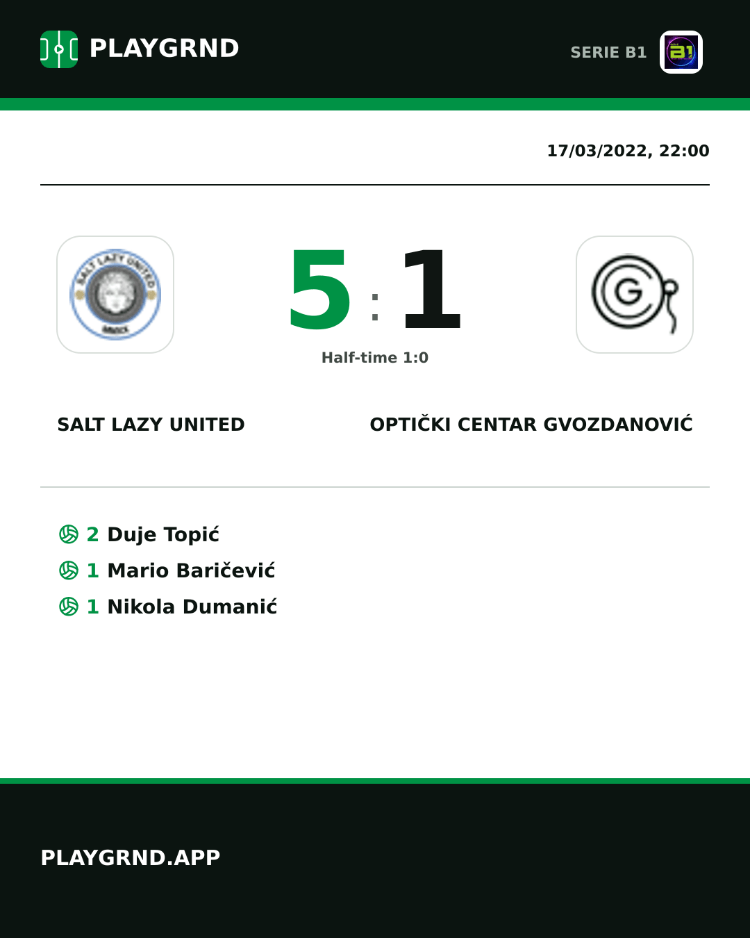 Instagram artwork: Salt Lazy United 5:1 Optički Centar Gvozdanović