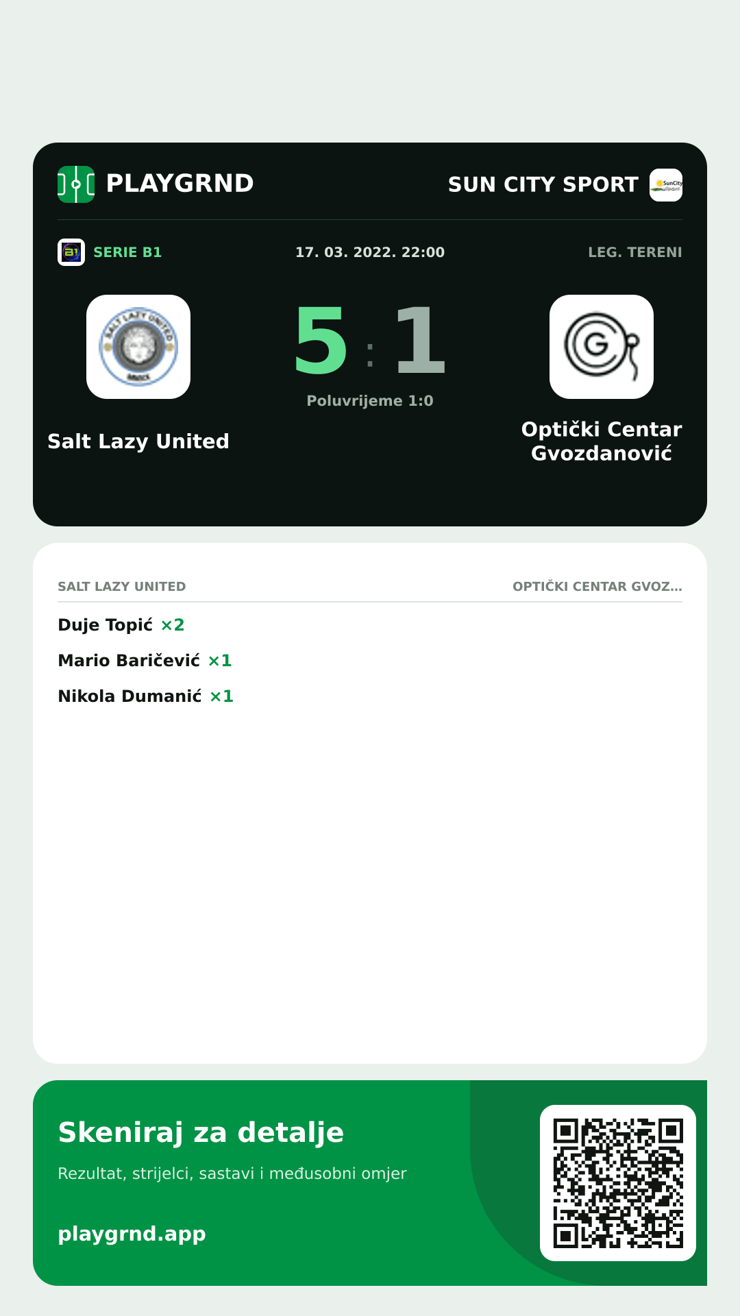 Story slika: Salt Lazy United 5:1 Optički Centar Gvozdanović