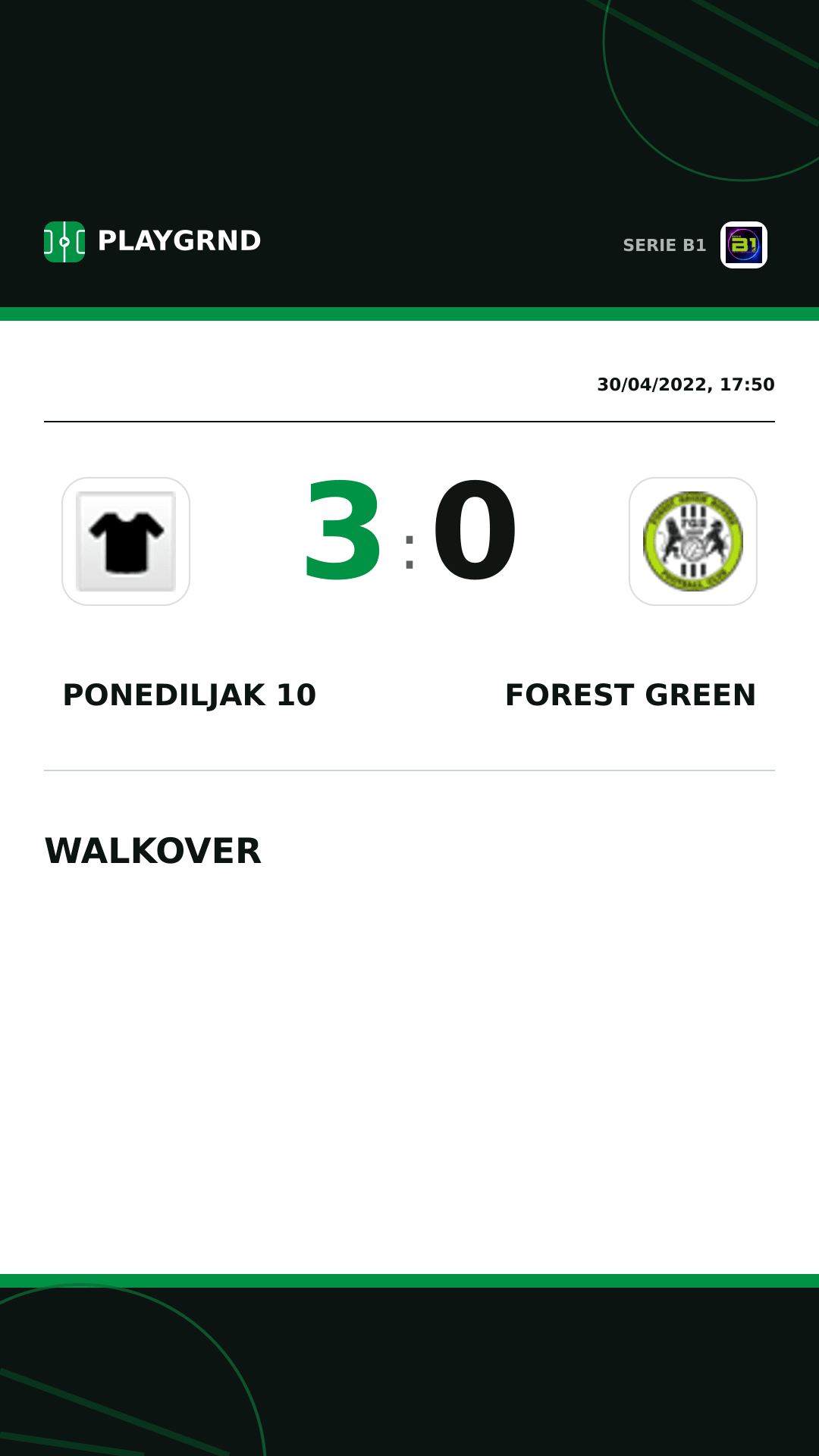 Instagram artwork: Ponediljak 10 3:0 Forest Green