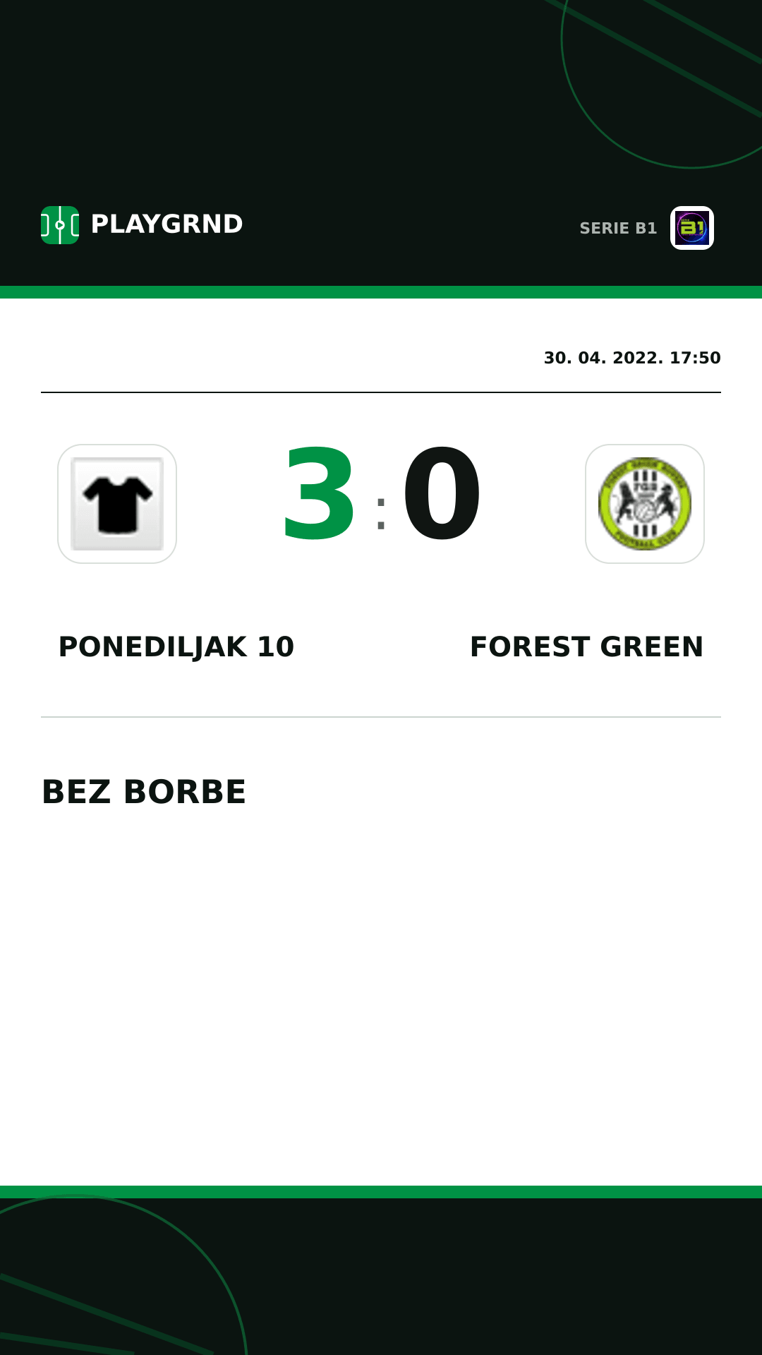 Instagram slika: Ponediljak 10 3:0 Forest Green
