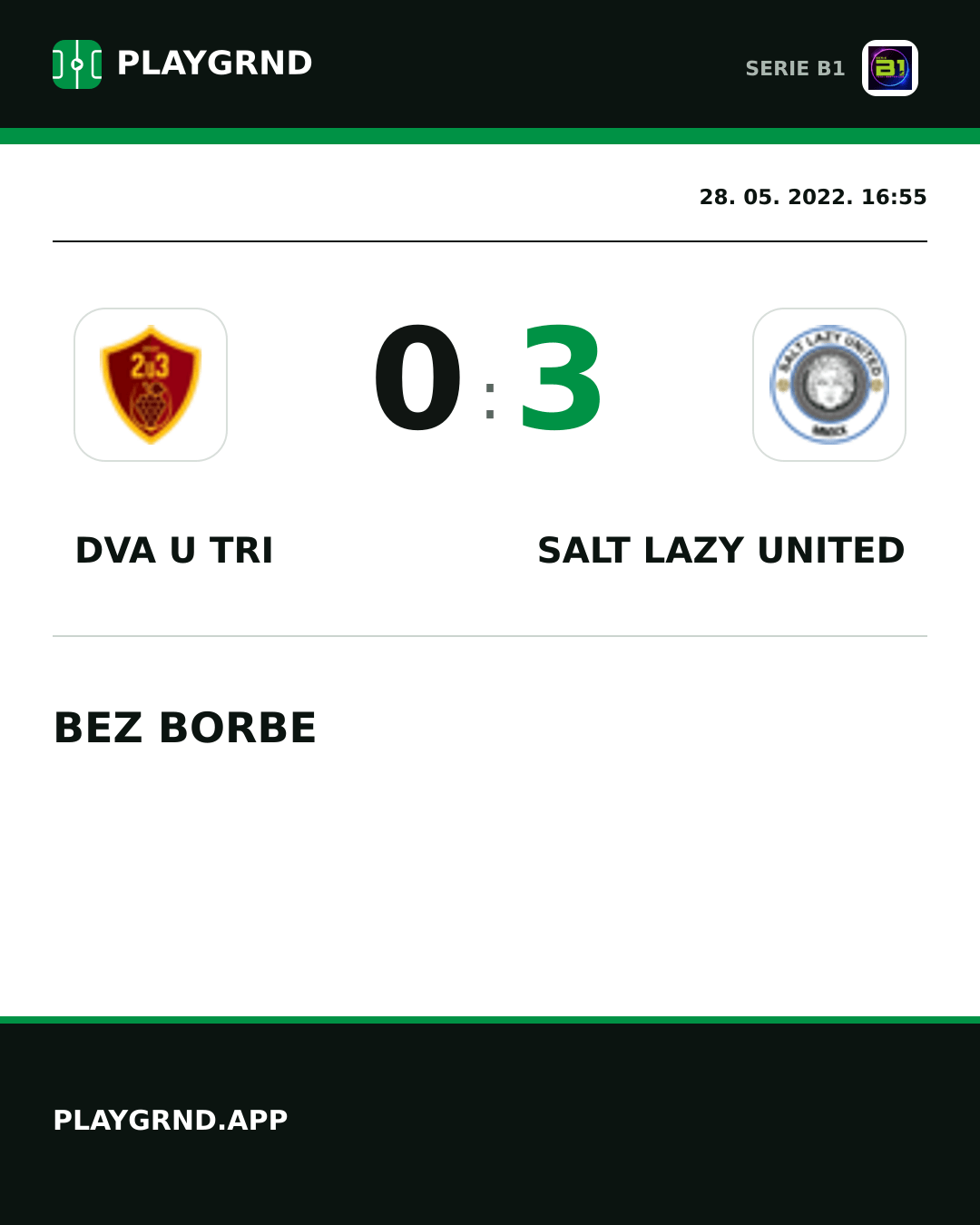 Instagram slika: Dva U Tri 0:3 Salt Lazy United