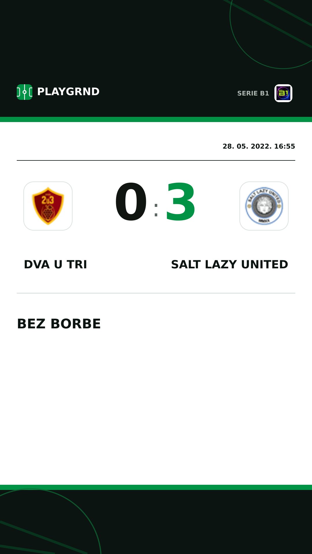 Instagram slika: Dva U Tri 0:3 Salt Lazy United